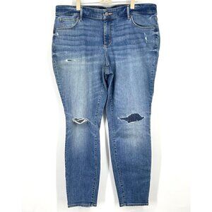 NWT LOFT Modern Skinny Distressed Jeans Blue 34‎